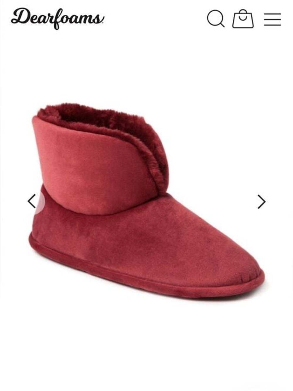 dearfoams Red Plush-Lined Slip-On Slippers Size L 9/10